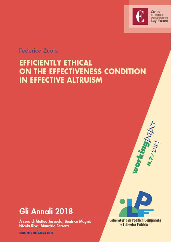 Copertina di Efficiently Ethical. On the effictiveness condition in effective altruism