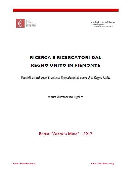 Copertina di Ricerca e Ricercatori dal Regno Unito in Piemonte.