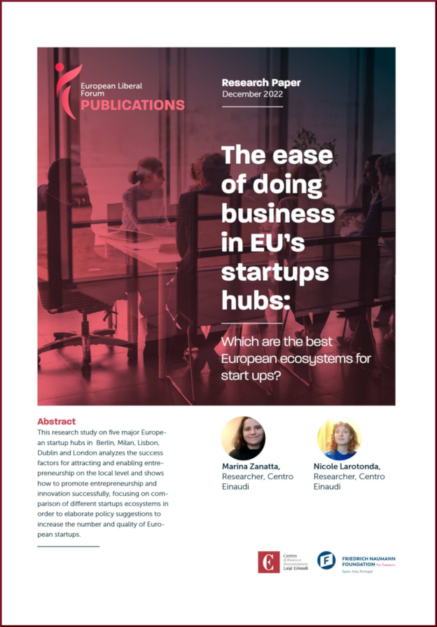 Copertina di The ease of doing business in EU’s startups hubs