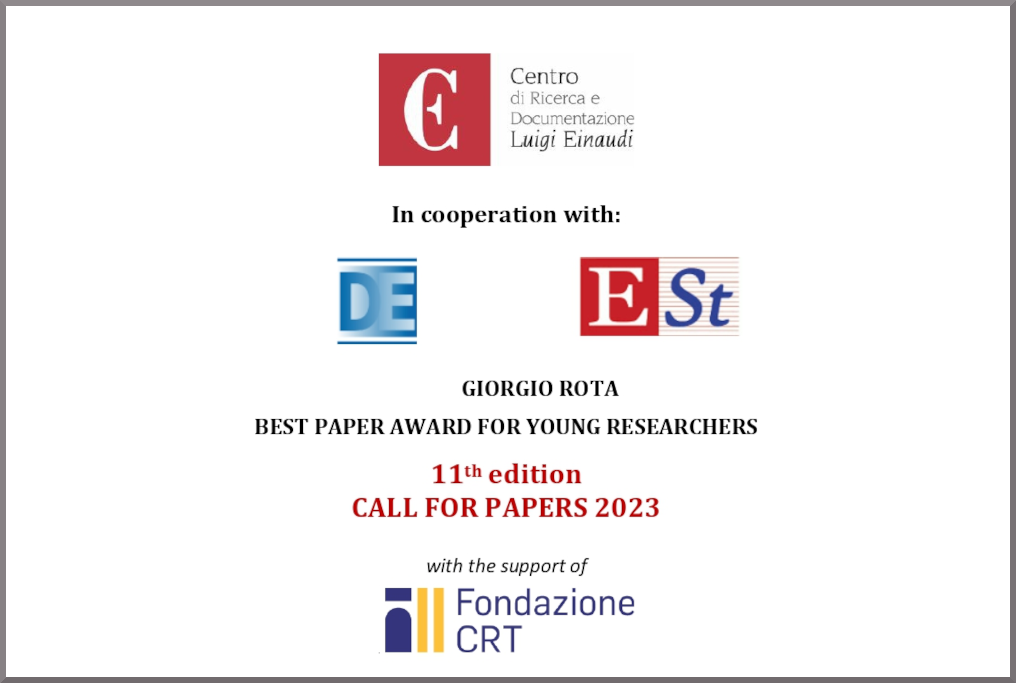 New Deadline: XI Giorgio Rota Best Paper Award - Call